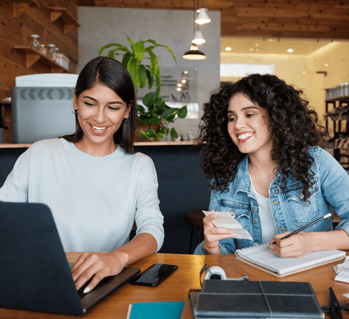 two females in coffee shop